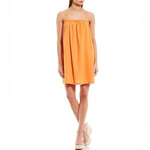GB NWT Orange Sleeveless Swing Dress Spaghetti Strap Flowy Mini Summer Size XS